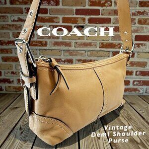 Coach Vintage Tan Leather Hampton Demi Bag Purse F11195 Y2K